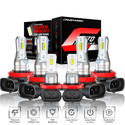 For Nissan Maxima 2016 2017 2018 6x LED Headlight Hi/Lo + Fog Bulbs Combo 6000K