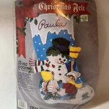Vintage Christmas Stocking Kit Felt 9913 SNOWMAN FROSTY  Children