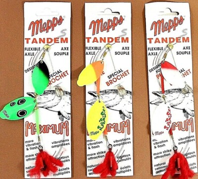 MEPPS Spinner Mod. Lusox TANDEM 27g. Flexible Axle Buntfarben; Hecht-Kunstköder