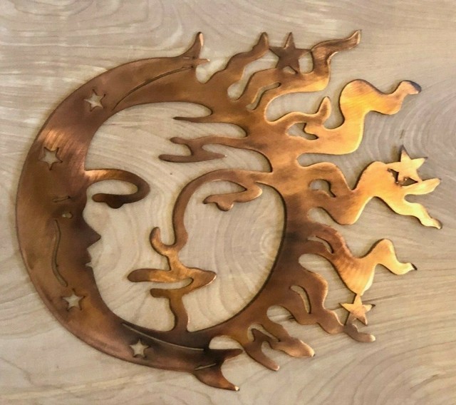24" Sun and Moon Wall Metal Art Hanging with Rustic Copper Finish eBay