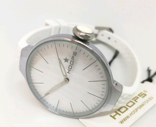 OROLOGIO DONNA HOOPS,GLAM,ACCIAIO,CINTURINO GOMMA BIANCO,CASSA 35 mm,IDEA  REGALO | eBay