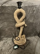 Nautical Style Twisted Rope - Ceramic Base Large Beige Table Lamp - No Shade