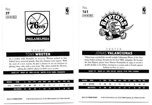 Lot of 2 2013-14 Hoops Gold Parallels #37 Tony Wroten #161 Jonas Valanciunas - Picture 2 of 2