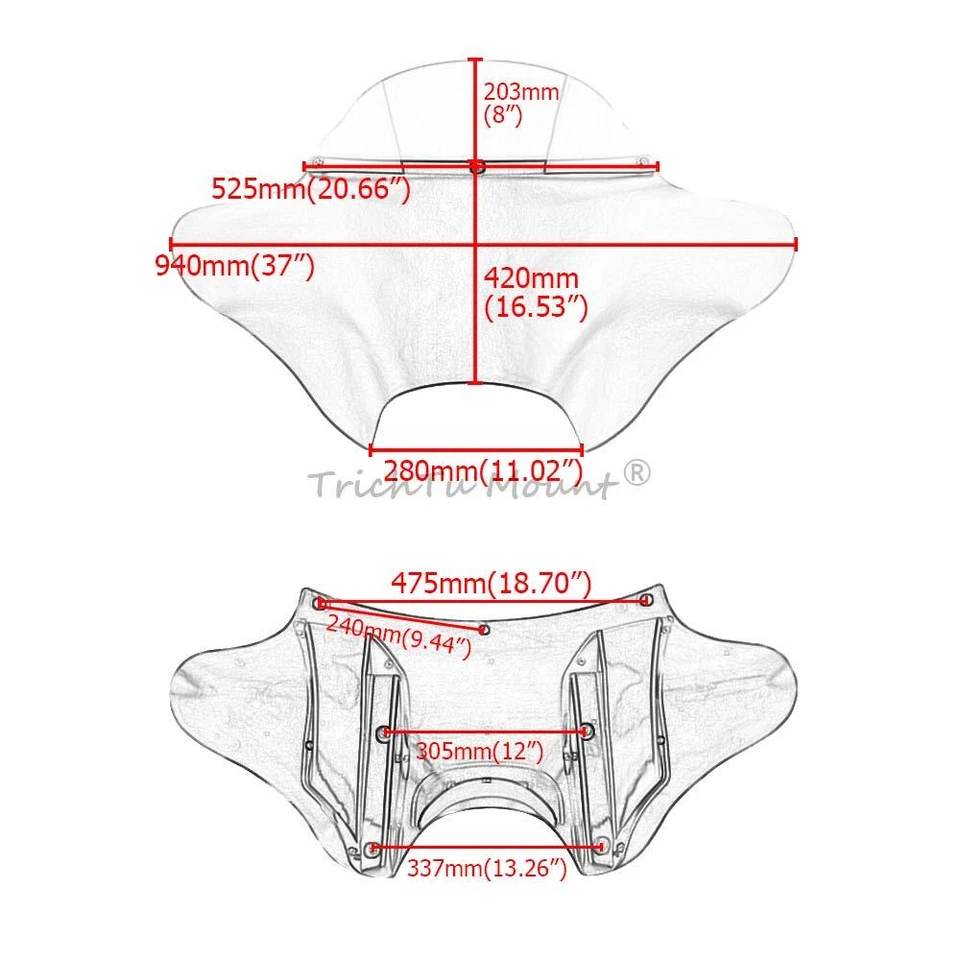 Front Outer Fairing Fit For Yamaha V Star 650 1100 Boulevard C50 Batwing Fairing - Image 2 of 4