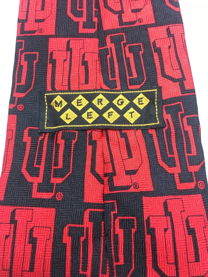 INDIANA УНИВЕРСИТЕТ МУЖСКОЙ ГАЛСТУК КРАСНЫЙ И ЧЕРНЫЙ 3,75 X 58 НОВЫЙ БЕЗ ЯРЛЫКОВ - Изображение 4 из 4