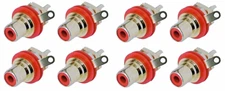(8 PACK) REAN NYS367-2 RCA Panel Mount Jack w/ Gold Plated Contacts - RED