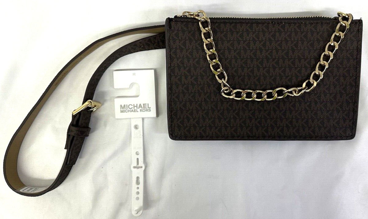 Michael Kors MK Logo Chocolate Brown Fanny Pack Belt Bag 554131