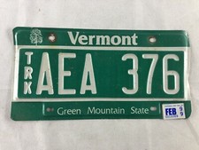 Vintage Vermont Truck License Plate, Green Mountain State, AEA 376