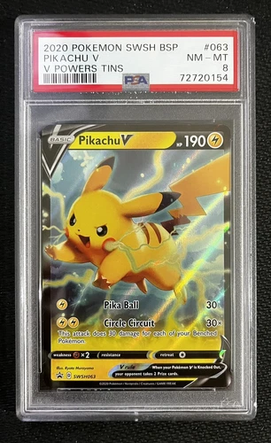 2020 Pokémon V Power Tins #063 Pikachu V PSA 8