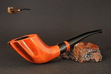 WOODEN  TOBACCO SMOKING PIPE  No.58  HORN  Pear Orange   7"  Churchwarden  + BOX