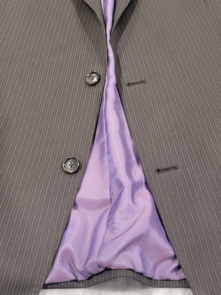 46L Мужская Sean John Blazer серовато-коричневый 2 пуговицы в полоску спортивное пальто - Изображение 2 из 4