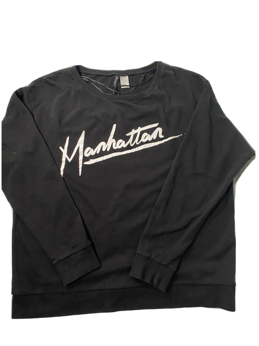 Womens Divided by H&M Black Manhattan Sweatshirt Size Large White