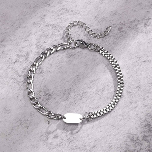 A-Z Initial Bracelets for Men Women, Never Fade Figaro Chain,Box Link Bracelets - Picture 9 of 23