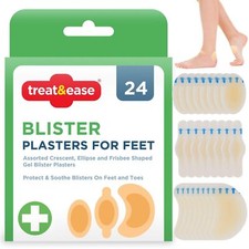 24pk Blister Plasters Hydrocolloid Gel Feet Toes Heel Pain Relief Mixed Sizes