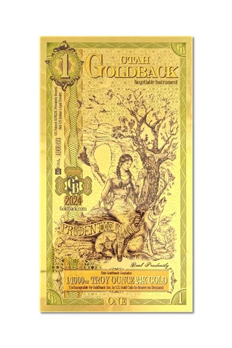 1 Goldback Aurum Utah Gold Foil Note 1/1000 oz - IN STOCK & READY