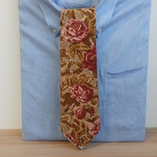 Valentino Neck Tie Mens Red Brown Floral Silk Hippie Rose Flower Aloha ITALY