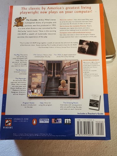 VTG 1995 RARE The CRUCIBLE CD-ROM Penguin Electronics Teachers Study Guide. - Picture 9 of 12