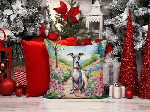 Italian Greyhound Spring Garden Path Throw Pillow - Picture 7 of 9