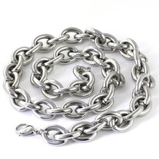 15mm 24'' Large Stainless Steel Men's Huge Smooth Oval Link-chain Necklace Heavy