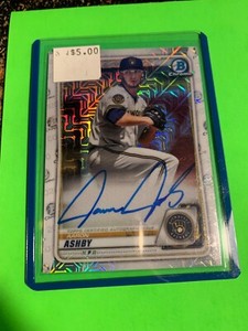2020 BOWMAN CHROME AARON ASHBY AUTOGRAPH MOJO REFRACTOR #BMA-AA