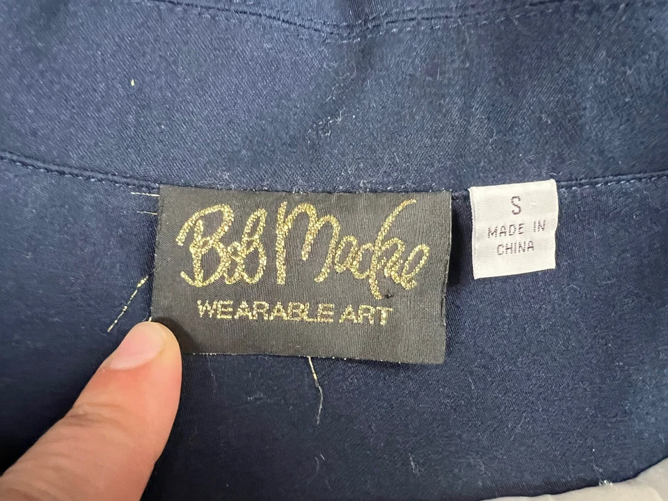 Винтажный Bob Mackie носимый искусства куртка с подкладкой логотип золотые кнопки темно-синий маленький - Изображение 2 из 4