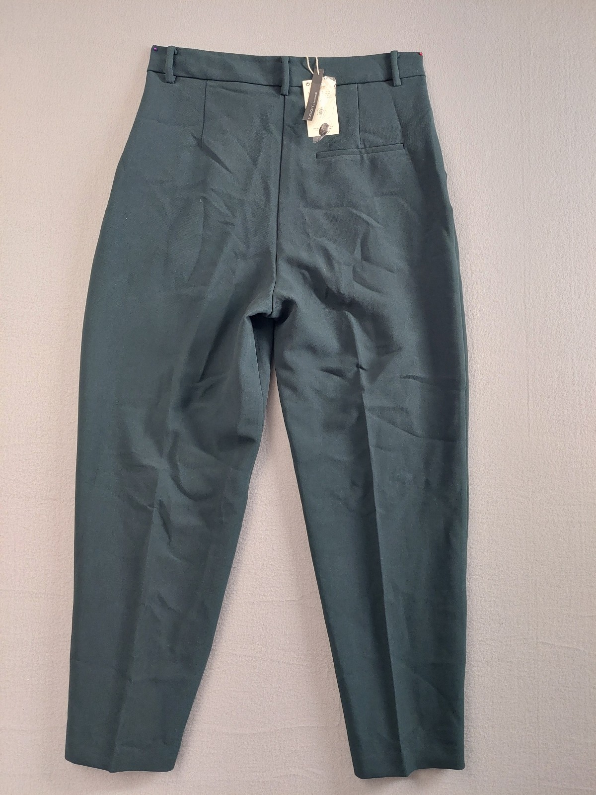Mango Women Dress Pant 8 Green Button Fly Pleated Straight Leg Stretch Office thumbnail 12
