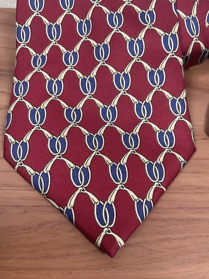 "Corbata de cuello Gucci para hombre roja 100 % seda patrón ecuestre 60""" Foto 4 de 4