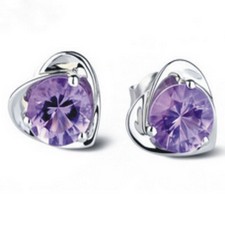 925 Sterling Silver Stud Earrings Studs Cubic Zirconia Women Men CZ Round Gift