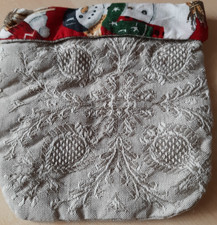 Geschenkbeutel aus Leinenstoff, Utensilo, Nikolaus, Weihnachten - Handarbeit