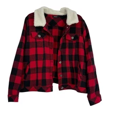 Torrid Sherpa Collar Trucker Coat Buffalo Plaid Red Size 2X Women’s Jacket