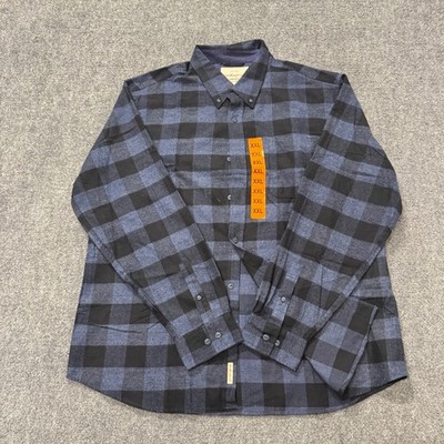 NWT Weatherproof Flannel Men's 2XL Plaid Button Up 100% Cotton Blue