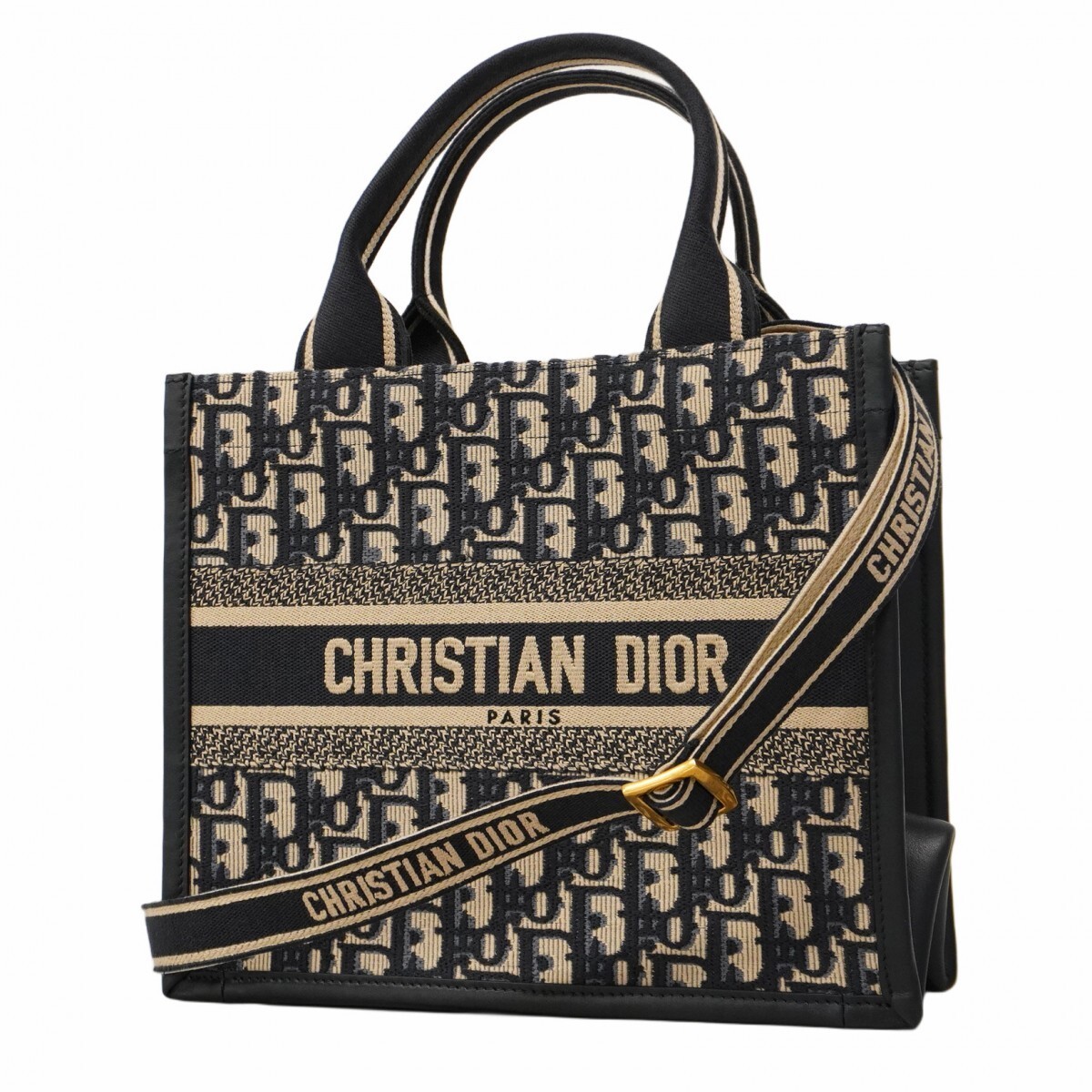Christian Dior Navy Oblique Book Tote Bag with Gold Hardware 762772