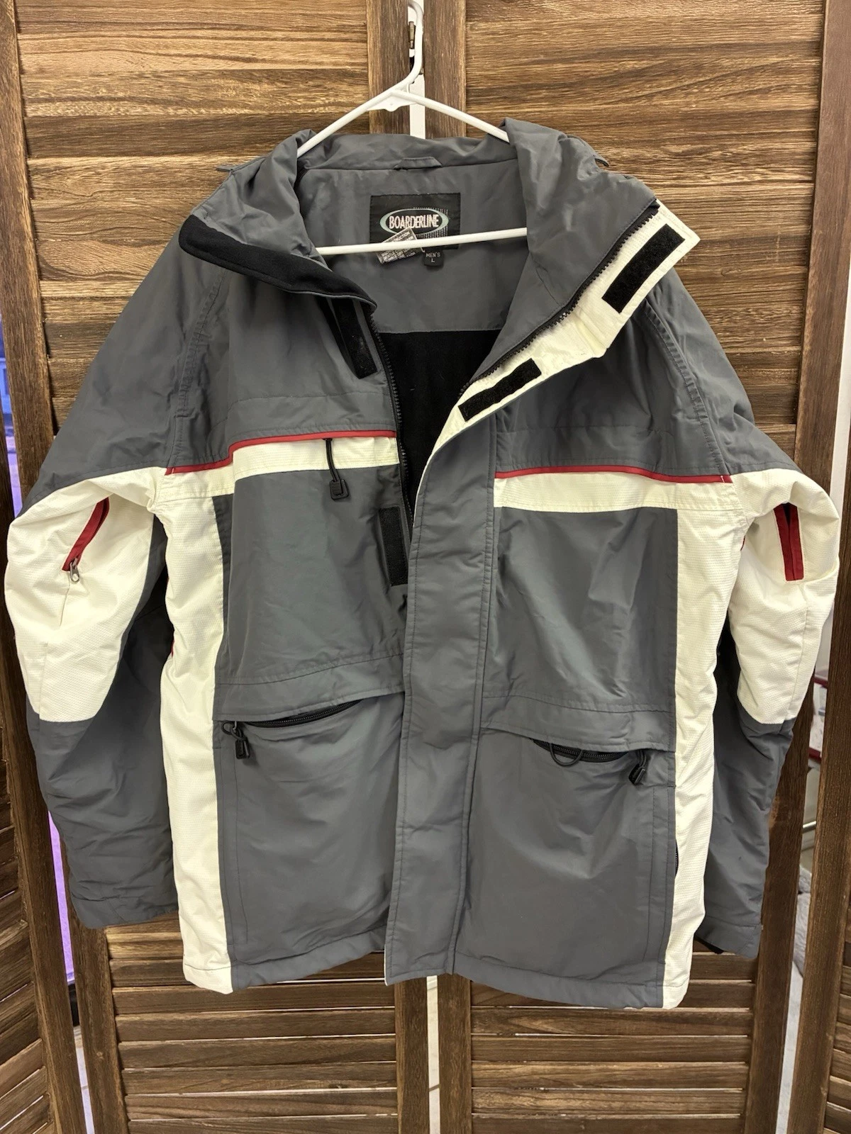 Vintage Boarderline Men’s Large Nylon Puffer Jacket - gray Full Zip Ski Coat