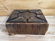 1891 HOLY BIBLE leather HOLMAN antique FAMILY leather ILLUSTRATED dictionary OLD