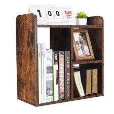 Desktop Shelf Freestanding Wood Small Bookshelf Desk Supplies Organizers and ...