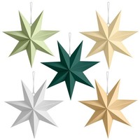 Papiersterne Weihnachten Dekoration 5 StüCk 7 Zacken Faltstern Set 3D Design