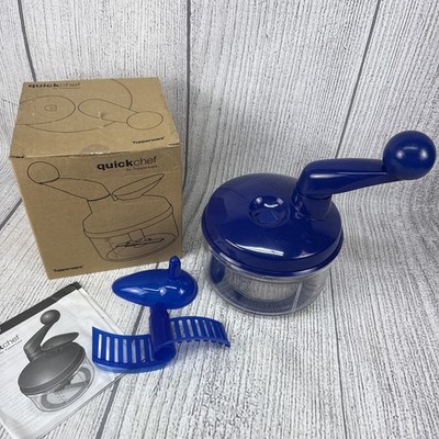 Tupperware Quick Chef Pro System-Manual Turn Handle Food Processor 4 Cup Blue