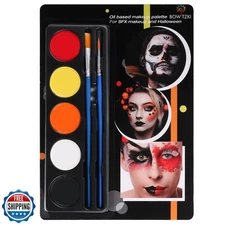 Bowitzki Halloween Makeup Palette 5 Colors Face Body Paint Oil Based with Bru