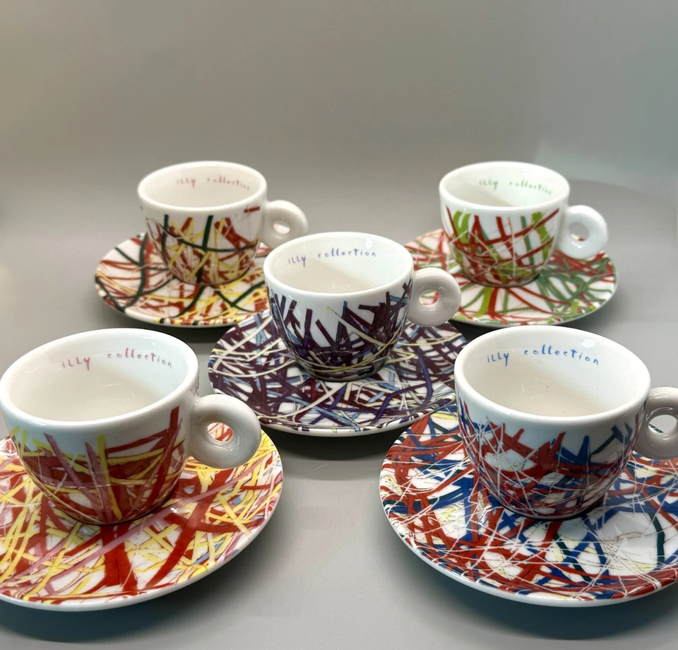 5 juegos de platillos para tazas de café espresso Illy Collection Italian Riviera James Rosenquist 1996 Foto 2 de 4