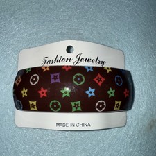 Brown Inspired Hair Clip With Multi Color Geometric Design