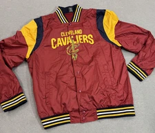 Cleveland Cavaliers Jacket Mens 2XL Maroon Yellow NBA Basketball Snap Front Cavs