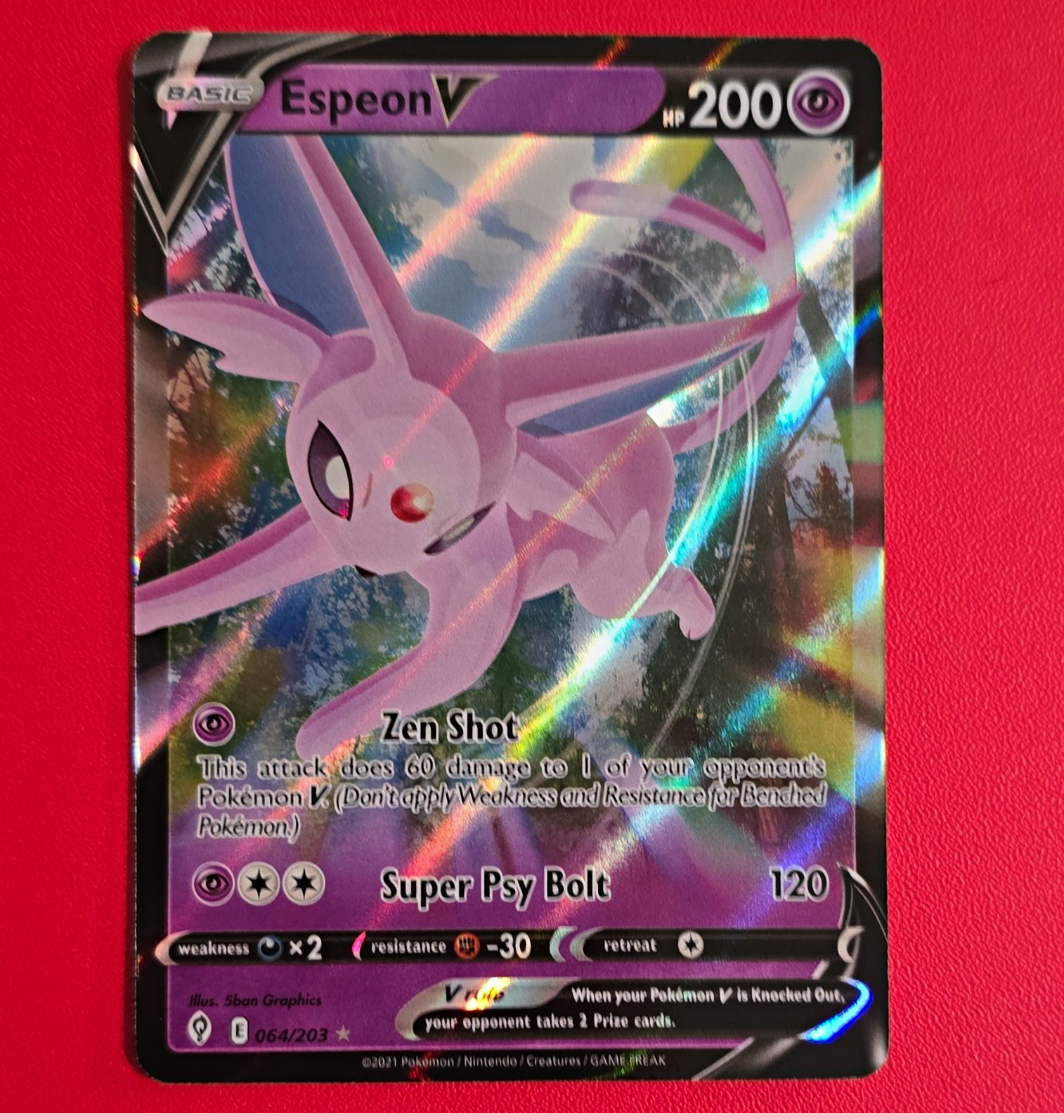 Pokemon TCG Espeon V 064/203 SWSH07 Evolving Skies UR Full Art Holo Eng 200HP