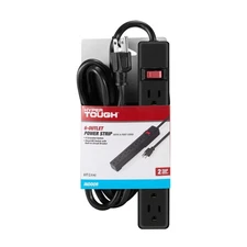Hyper Tough Indoor 6-Outlet Power Strip with  8ft  Cord, 15A,125V, Black