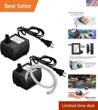 2 Mini Submersible Pumps with Tubing - Ideal for Aquariums, Ponds & Hydroponics