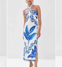 New Farm Rio Blue Yard Office White Sleeveless Maxi Dress Sz S