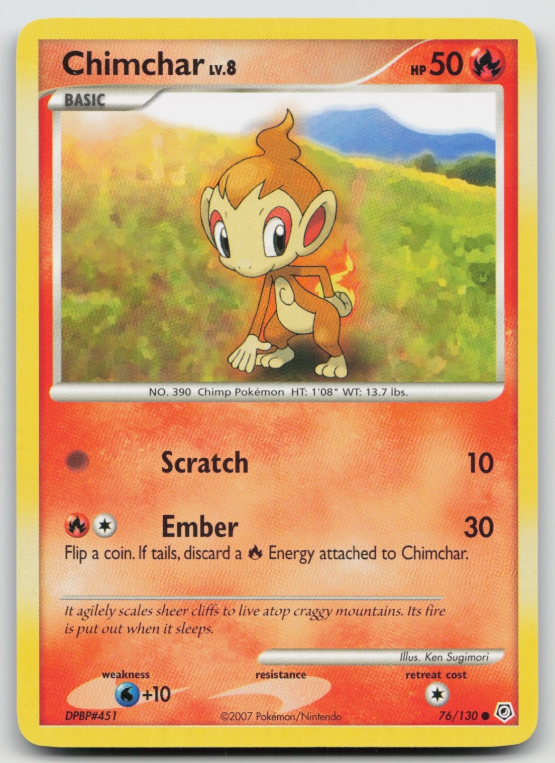 Pokemon Card Chimchar Common Diamond and Pearl 76/130