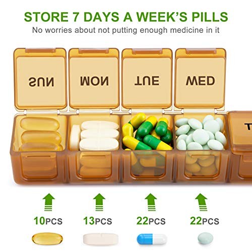Wochenpillenorganizer groß 2 Packungen, extra große Reisepille braun + weiß - Bild 7 von 8