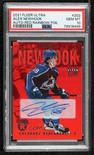 2021-22 Fleer Ultra Rookies Red Rainbow Foil 16/25 Alex Newhook PSA 10 Auto u8j