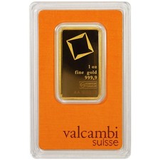 1 Troy oz Valcambi Suisse .9999 Fine Gold Bar Sealed In Assay 5301.96 per troy oz