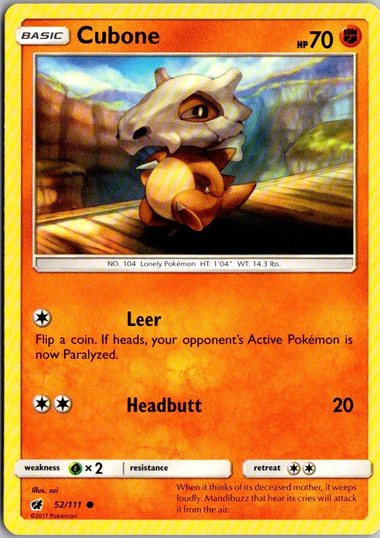 Cubone Pokemon Crimson Invasion 52/111 LP